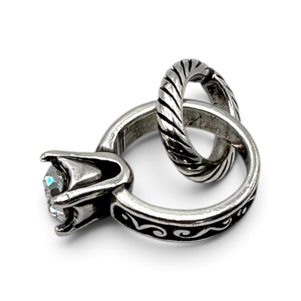 Brighton ABC Engagement Ring Dangle Charm Silver Plated Wedding Bridal Jewelry